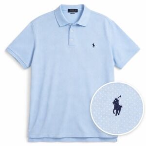 Polo Ralph Lauren Shirt Mens XXL Blue Micro Geo Print Cotton Classic Fit Preppy